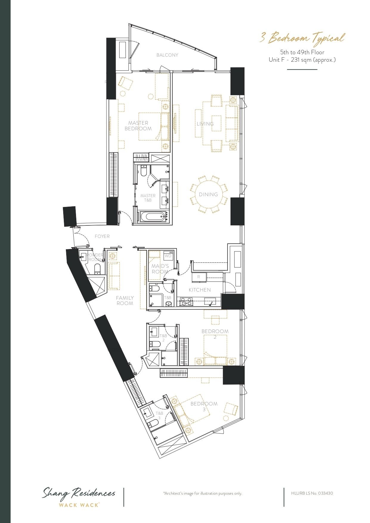 3BR- UNIT F - 5th to 49th