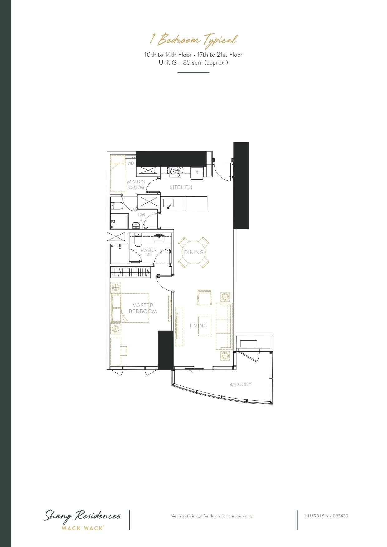1 Bedroom Typical - 10th to 14th . 17th to 21st - Unit G